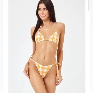 L*Space Yellow Tesselation Aspen Bikini  Size Small